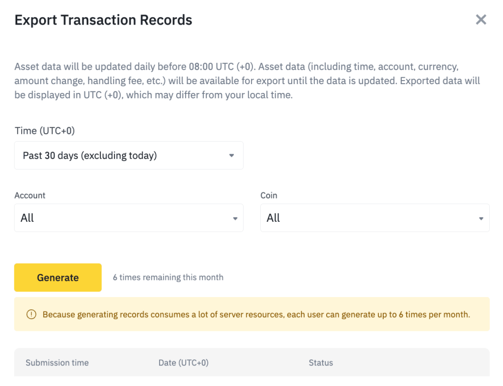  Binance transaction history