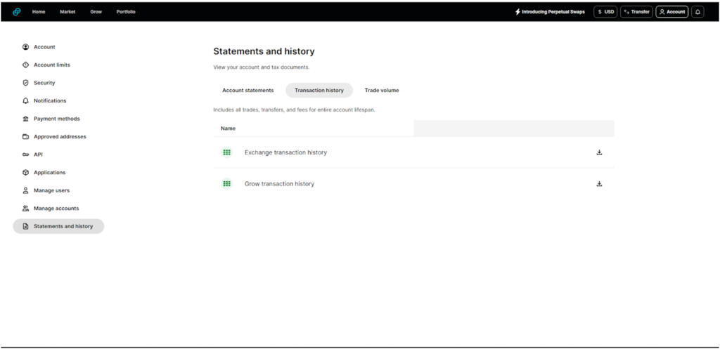 Gemini Transaction History 