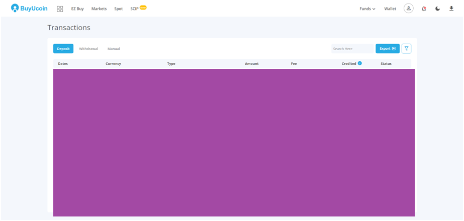 Transaction History for BuyUcoin
