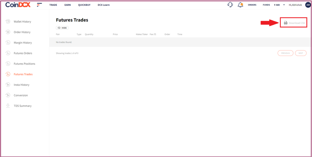 Coindcx Future Trade History