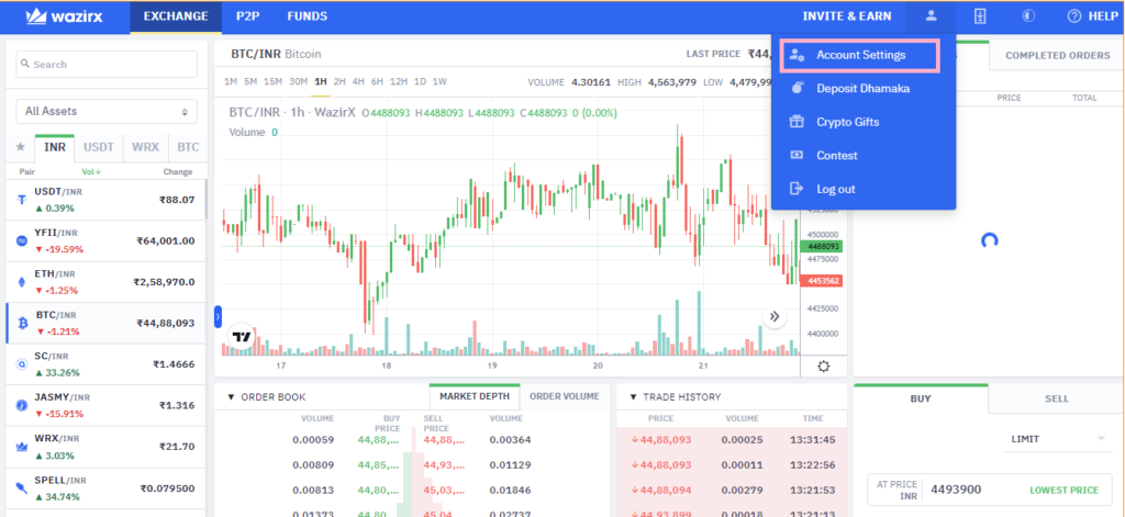 WazirX trading report